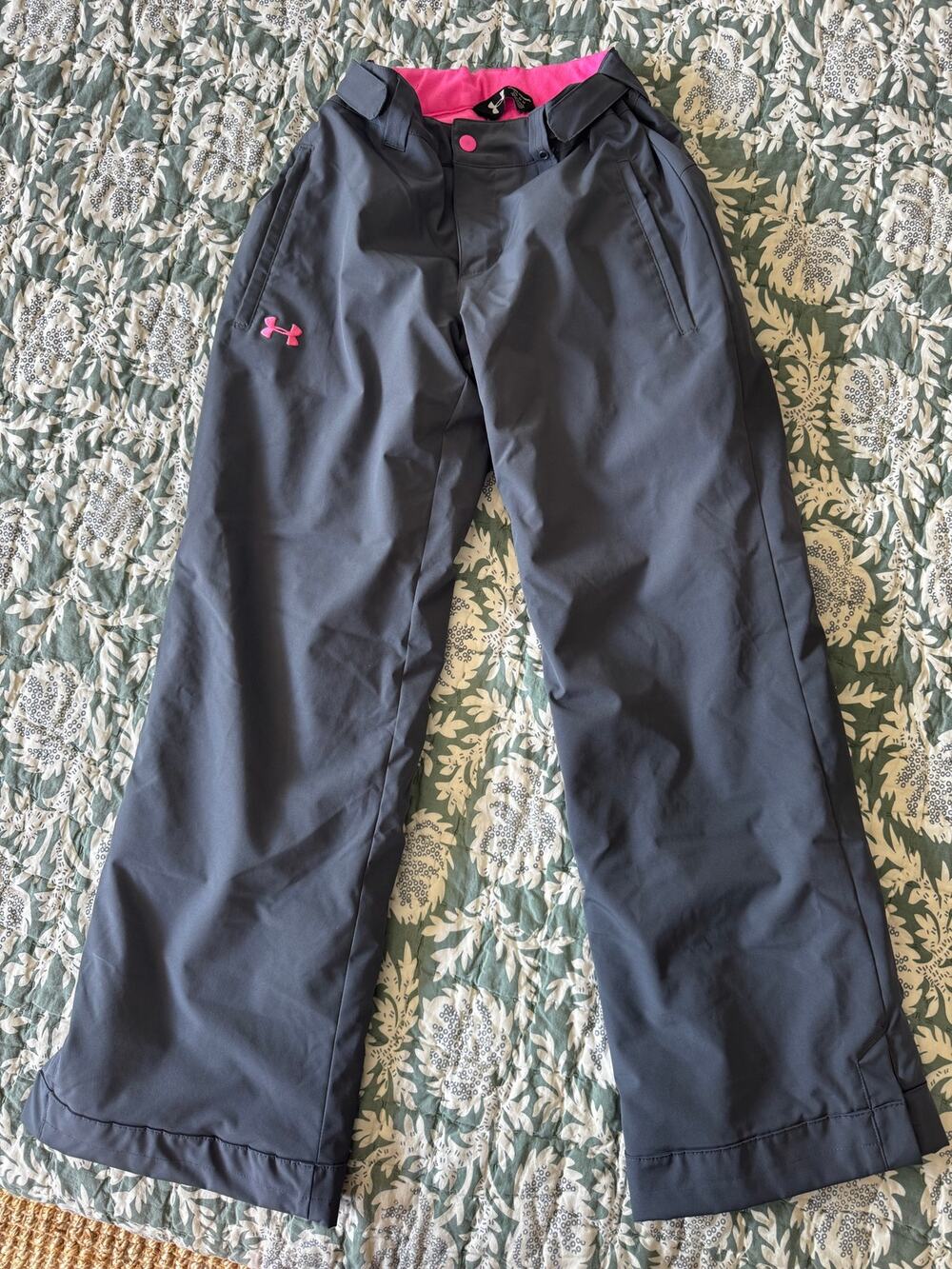 UNDER ARMOUR  ColdGear Infrared Insulated YMD Snow Ski Pants Gray Pink